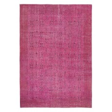 Hand-knotted Vintage Turkish Wool Area Rug Overdyed in Pink for Modern Interiors