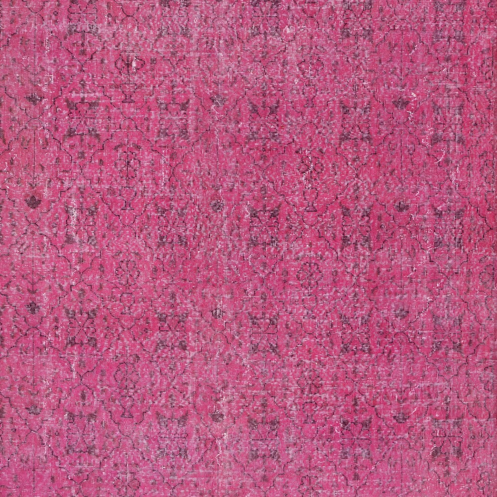 Hand-knotted Vintage Turkish Wool Area Rug Overdyed in Pink for Modern Interiors Hand-knotted Vintage Turkish Wool Area Rug Overdyed in Pink for Modern Interiors