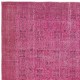 Hand-knotted Vintage Turkish Wool Area Rug Overdyed in Pink for Modern Interiors Hand-knotted Vintage Turkish Wool Area Rug Overdyed in Pink for Modern Interiors