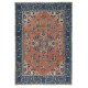 Hand-Knotted Vintage Turkish Red Area Rug. Traditional Wool Carpet for Home Decor