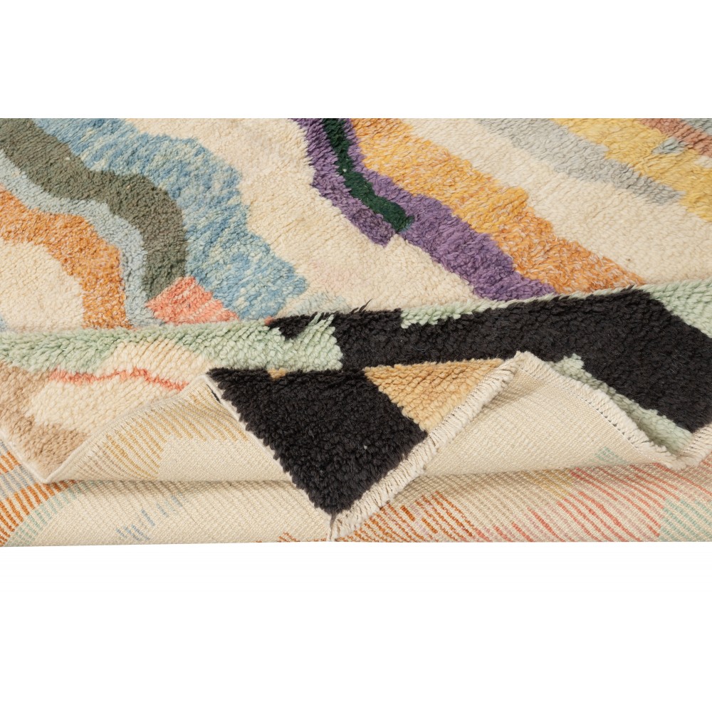 Abstract Hand-knotted Tulu Rug. 100% Wool. Multicolor Carpet for Living Room decor. Vibrant Handmade Rug. Custom Options Available