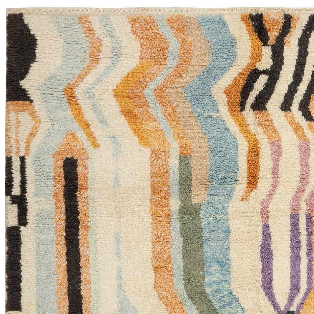 Abstract Hand-knotted Tulu Rug. 100% Wool. Multicolor Carpet for Living Room decor. Vibrant Handmade Rug. Custom Options Available
