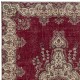 One-of-a-kind Vintage Turkish Red Area Rug. Hand-knotted Wool Carpet with Medallion Design