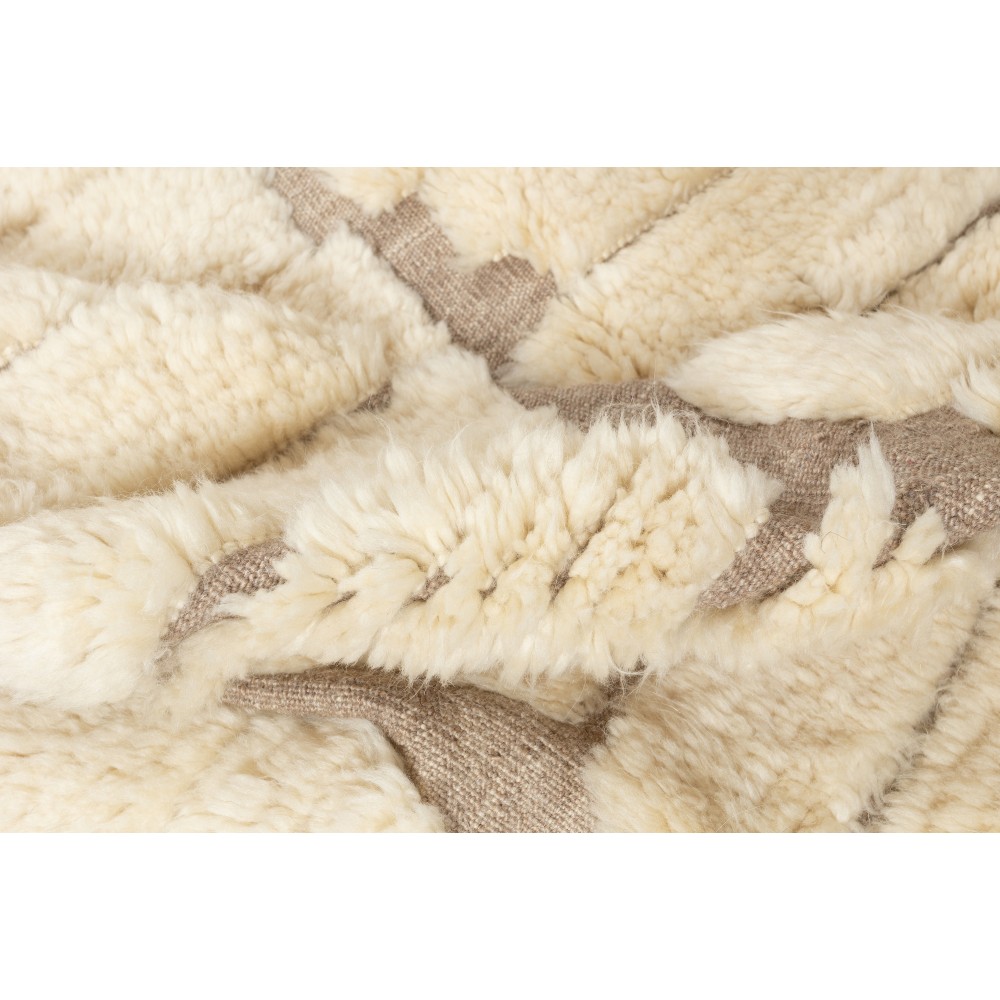 Hand Knotted Tulu Rug. All Natural Un-dyed Beige Wool. Soft Pile Contemporary Carpet. Custom Options Available. Made to Measure