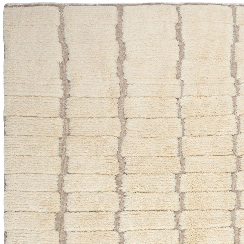 Hand Knotted Tulu Rug. All Natural Un-dyed Beige Wool. Soft Pile Contemporary Carpet. Custom Options Available. Made to Measure