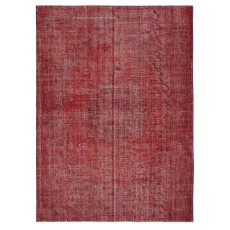 Red Overdyed Wool Rug. Vintage Turkish Handmade Area Rug for Bedroom