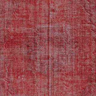 Red Overdyed Wool Rug. Vintage Turkish Handmade Area Rug for Bedroom