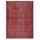 Red Overdyed Wool Rug. Vintage Turkish Handmade Area Rug for Bedroom Red Overdyed Wool Rug. Vintage Turkish Handmade Area Rug for Bedroom