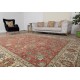 One-of-a-kind Vintage Turkish Large Area Rug. Red Hand-knotted Wool Carpet for Living Room
