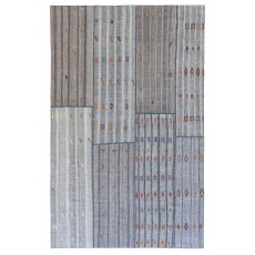Vintage Gray Kilim Rug. Handwoven Cotton & Goat Hair, Oversize Turkish Flat-Weave Carpet