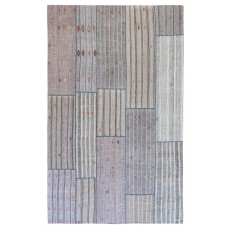 Vintage Gray Kilim Rug. Handwoven Cotton & Goat Hair, Oversize Turkish Flat-Weave Carpet