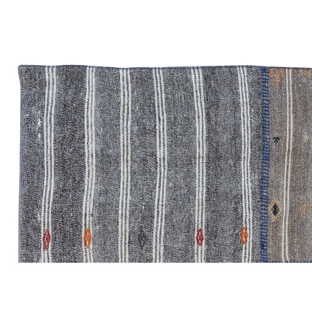 Vintage Gray Kilim Rug. Handwoven Cotton & Goat Hair, Oversize Turkish Flat-Weave Carpet Vintage Gray Kilim Rug. Handwoven Cotton & Goat Hair, Oversize Turkish Flat-Weave Carpet
