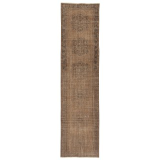 Brown Runner Rug for Hallway. Vintage Corridor Rug. Handmade Stair Rug. Kitchen Runner
