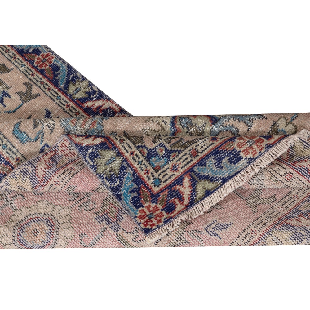 Handmade Turkish Rug for Bohemian and Classic Interiors. Vintage Floral Design Accent Rug