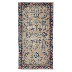 Handmade Turkish Rug for Bohemian and Classic Interiors. Vintage Floral Design Accent Rug
