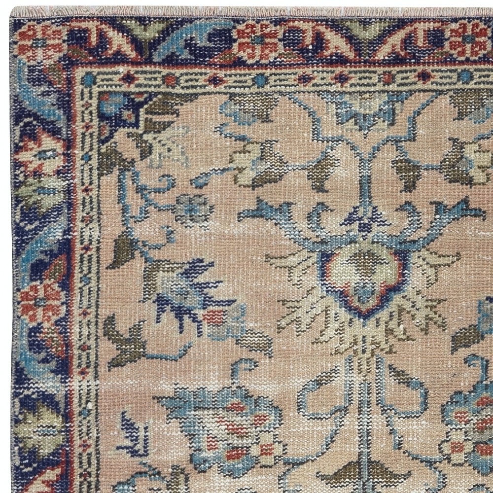 Handmade Turkish Rug for Bohemian and Classic Interiors. Vintage Floral Design Accent Rug