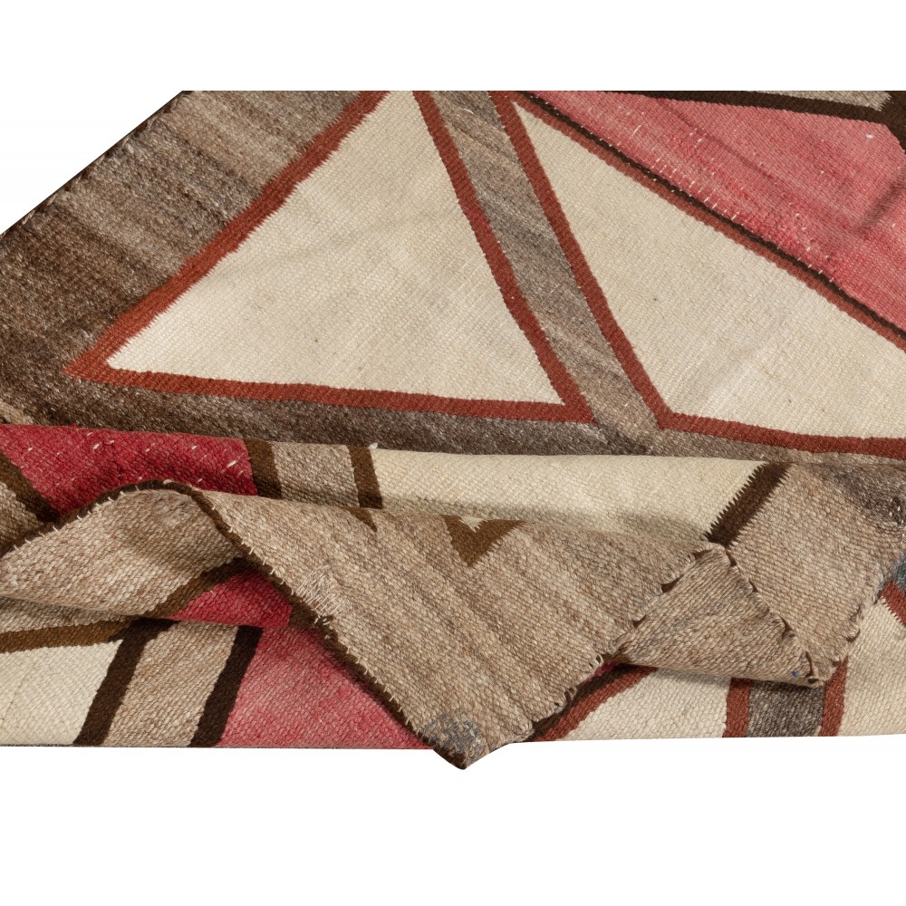 Antique Navajo Geometric Rug, Handwoven Wool, Natural Colors, Circa 1920–1940