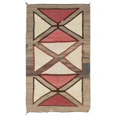 Antique Navajo Geometric Rug, Handwoven Wool, Natural Colors, Circa 1920–1940