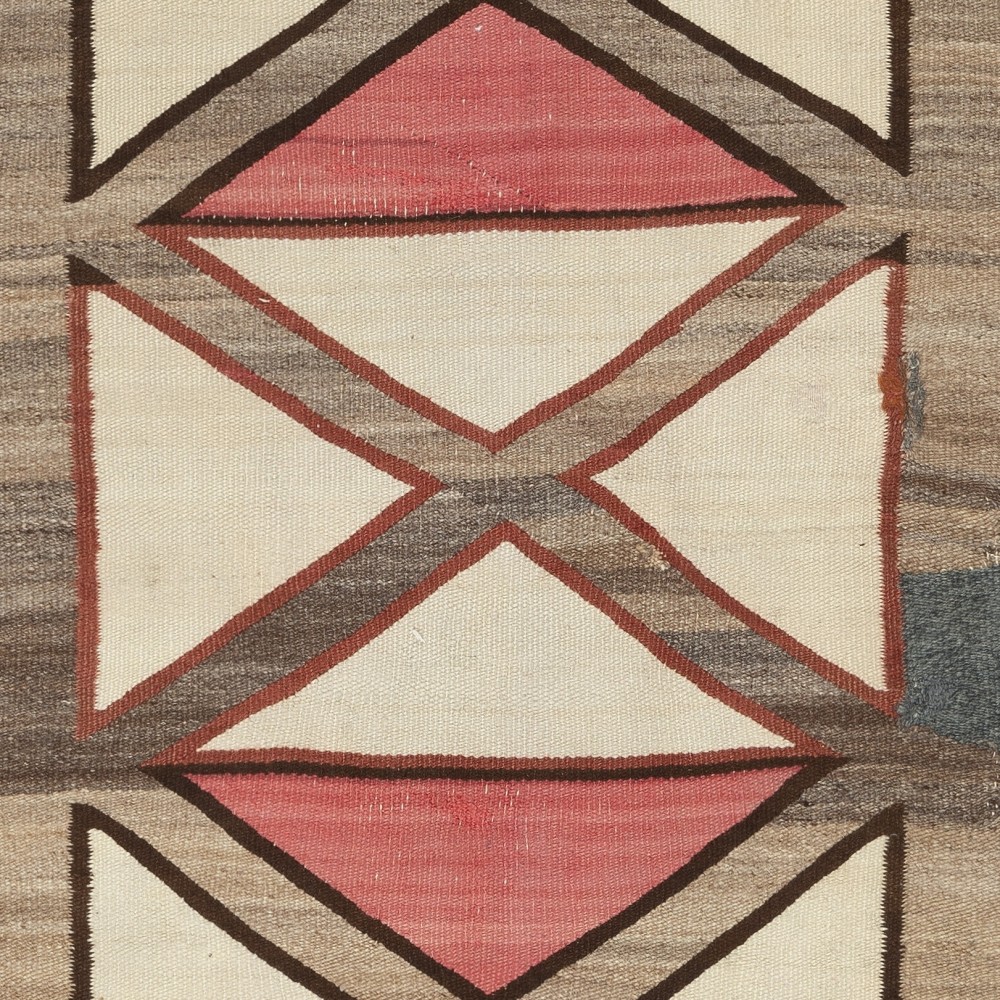 Antique Navajo Geometric Rug, Handwoven Wool, Natural Colors, Circa 1920–1940