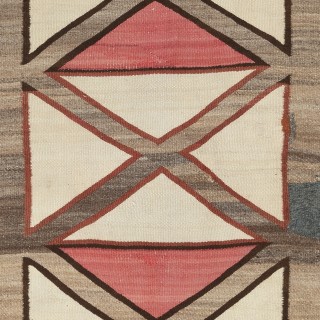 Antique Navajo Geometric Rug, Handwoven Wool, Natural Colors, Circa 1920–1940