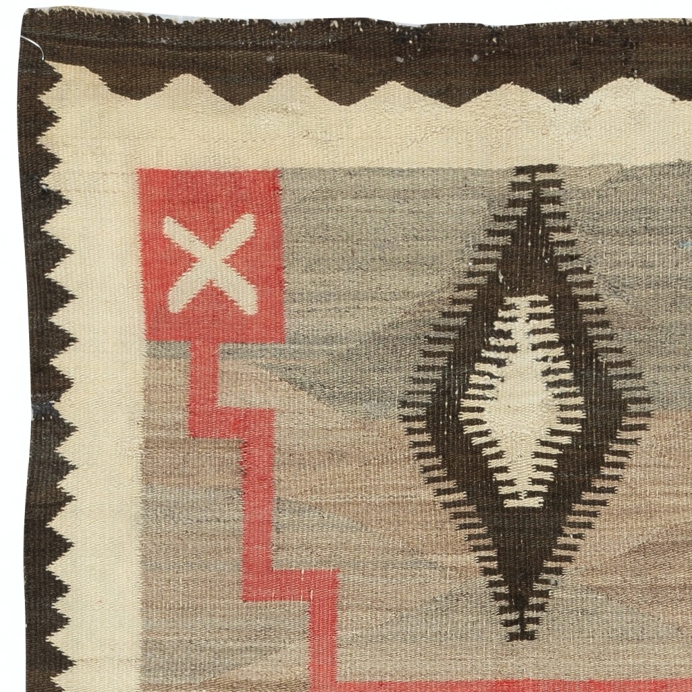 Antique Navajo Storm Pattern Rug, Handwoven Wool, Natural Colors, Circa 1930–1950 Antique Navajo Storm Pattern Rug, Handwoven Wool, Natural Colors, Circa 1930–1950