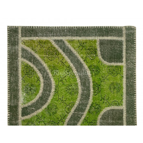 Handmade Patchwork Area Rug in Shades of Green, Custom Options Available Handmade Patchwork Area Rug in Shades of Green, Custom Options Available
