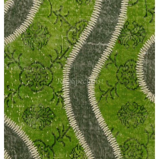 Handmade Patchwork Area Rug in Shades of Green, Custom Options Available Handmade Patchwork Area Rug in Shades of Green, Custom Options Available