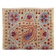 Contemporary Uzbek Suzani Textile. Embroidered Cotton & Silk Wall Hanging, Bed Cover. 21th Century Contemporary Uzbek Suzani Textile. Embroidered Cotton & Silk Wall Hanging, Bed Cover. 21th Century
