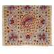 Contemporary Uzbek Suzani Textile. Embroidered Cotton & Silk Wall Hanging, Bed Cover. 21th Century Contemporary Uzbek Suzani Textile. Embroidered Cotton & Silk Wall Hanging, Bed Cover. 21th Century