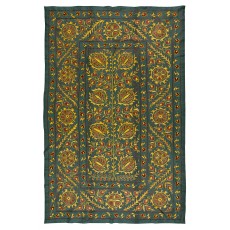 Silk Embroidery Wall Hanging. Modern Green Tapestry. Uzbek Wall Decor