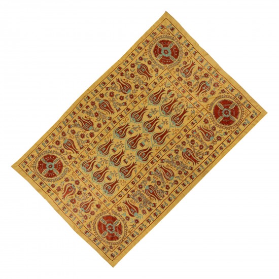Asian / Uzbek Suzani Textile. Embroidered Cotton & Silk Wall Hanging, Bed Cover Asian / Uzbek Suzani Textile. Embroidered Cotton & Silk Wall Hanging, Bed Cover