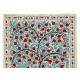 Uzbek Suzani Textile with Pomegranate Tree Design. Embroidered Cotton & Silk Wall Hanging, Bed Cover Uzbek Suzani Textile with Pomegranate Tree Design. Embroidered Cotton & Silk Wall Hanging, Bed Cover
