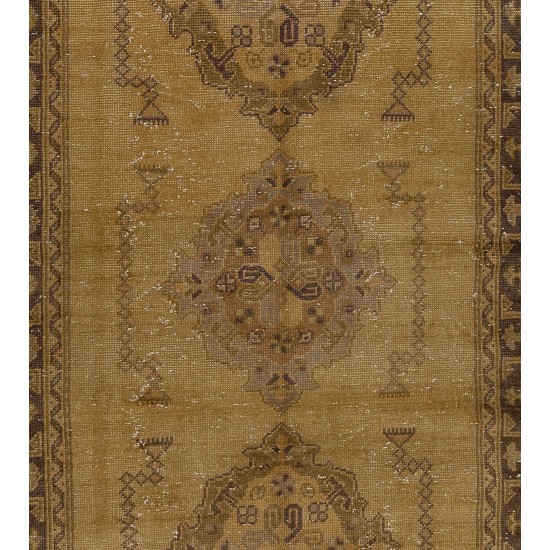 Authentic Hand-Knotted Vintage Turkish Runner Rug for Hallway Decor