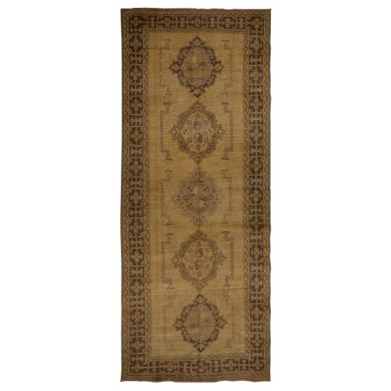 Authentic Hand-Knotted Vintage Turkish Runner Rug for Hallway Decor Authentic Hand-Knotted Vintage Turkish Runner Rug for Hallway Decor