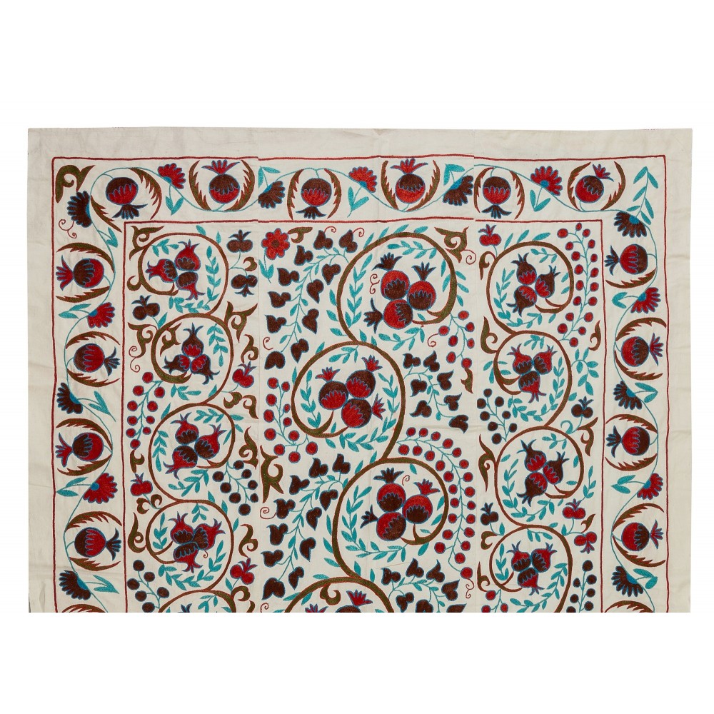 Modern Tapestry, Silk Embroidered Wall Hanging, Uzbek Suzani Bedspread