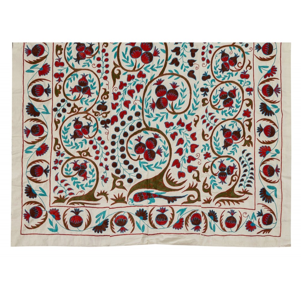 Modern Tapestry, Silk Embroidered Wall Hanging, Uzbek Suzani Bedspread