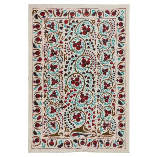 Modern Tapestry. Silk Embroidered Wall Hanging. Uzbek Suzani Bedspread