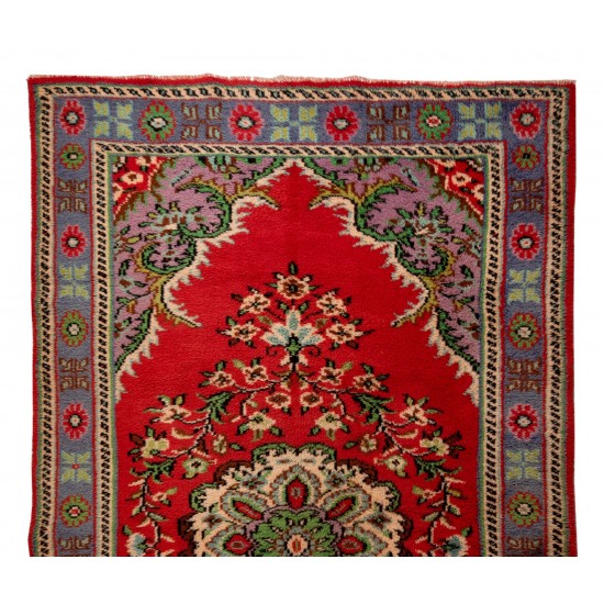 Mid-20th Century Handmade Anatolian Area Rug with Floral Medallion Design