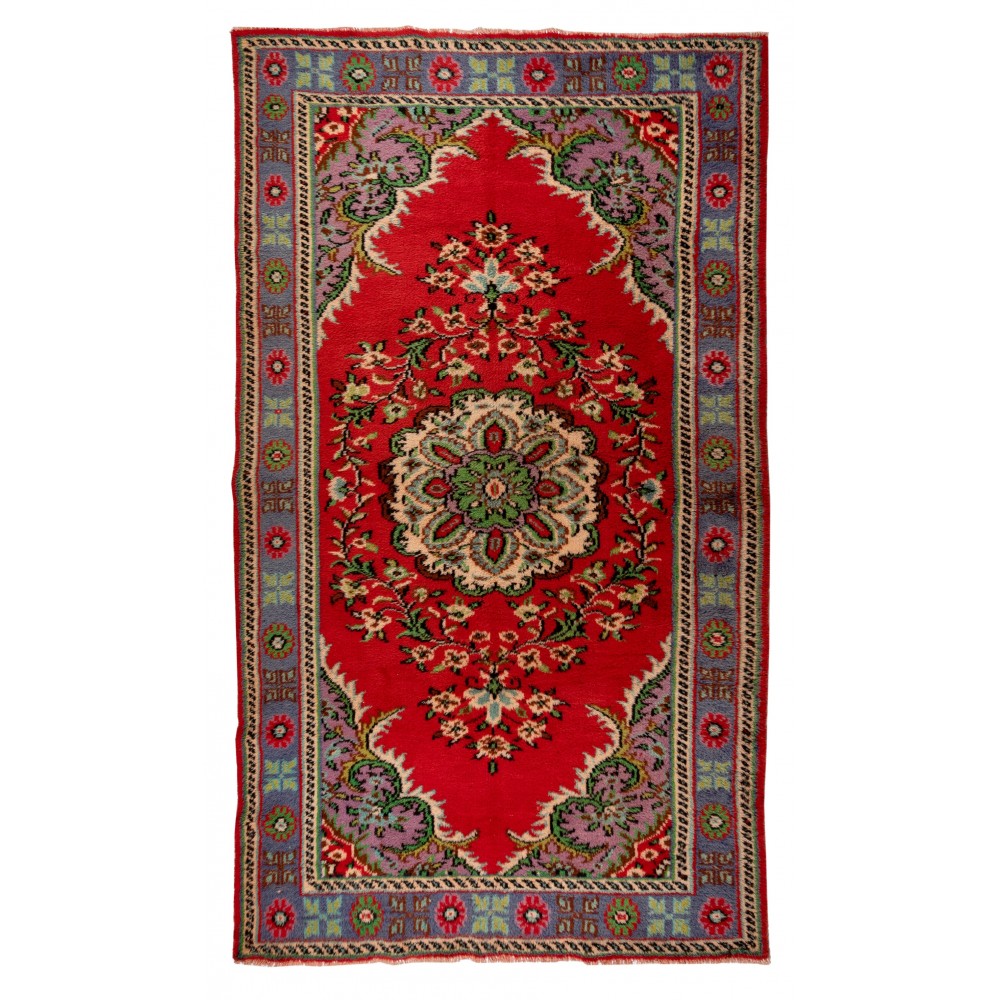 Mid-20th Century Handmade Anatolian Area Rug with Floral Medallion Design