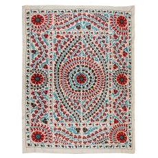 Brand New Uzbek Suzani Textile. Embroidered Cotton & Silk Wall Hanging. Bed Cover