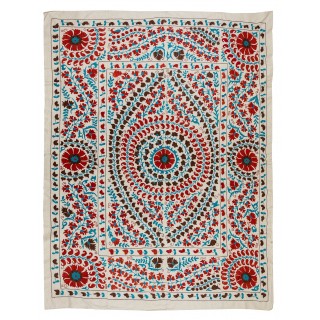 Brand New Uzbek Suzani Textile. Embroidered Cotton & Silk Wall Hanging. Bed Cover