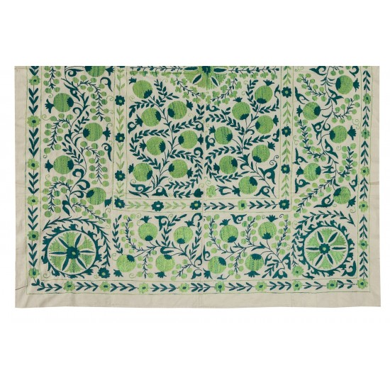 Contemporary Uzbek Suzani Textile. Embroidered Cotton & Silk Wall Hanging, Bed Cover. 21th Century Contemporary Uzbek Suzani Textile. Embroidered Cotton & Silk Wall Hanging, Bed Cover. 21th Century