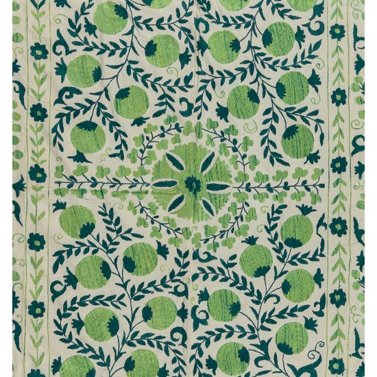 Contemporary Uzbek Suzani Textile. Embroidered Cotton & Silk Wall Hanging, Bed Cover. 21th Century Contemporary Uzbek Suzani Textile. Embroidered Cotton & Silk Wall Hanging, Bed Cover. 21th Century