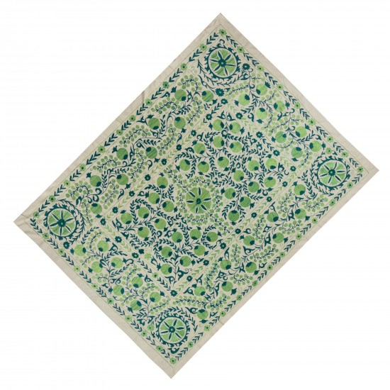 Contemporary Uzbek Suzani Textile. Embroidered Cotton & Silk Wall Hanging, Bed Cover. 21th Century Contemporary Uzbek Suzani Textile. Embroidered Cotton & Silk Wall Hanging, Bed Cover. 21th Century