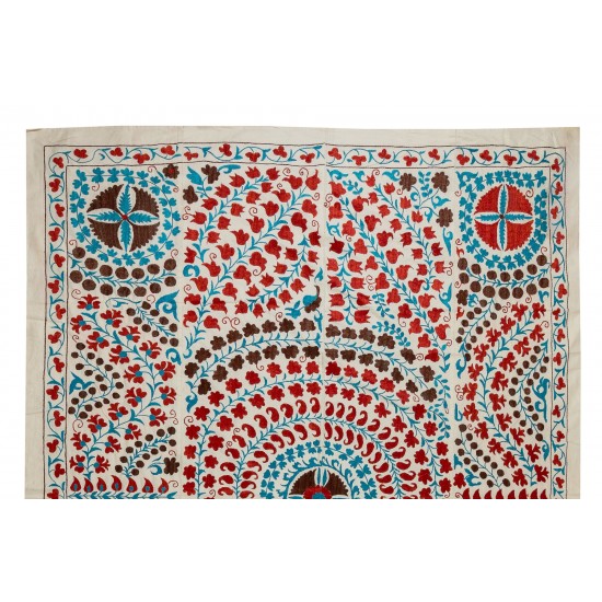 Brand New Uzbek Suzani Textile. Embroidered Cotton & Silk Wall Hanging, Bed Cover Brand New Uzbek Suzani Textile. Embroidered Cotton & Silk Wall Hanging, Bed Cover
