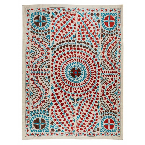 Brand New Uzbek Suzani Textile. Embroidered Cotton & Silk Wall Hanging, Bed Cover Brand New Uzbek Suzani Textile. Embroidered Cotton & Silk Wall Hanging, Bed Cover