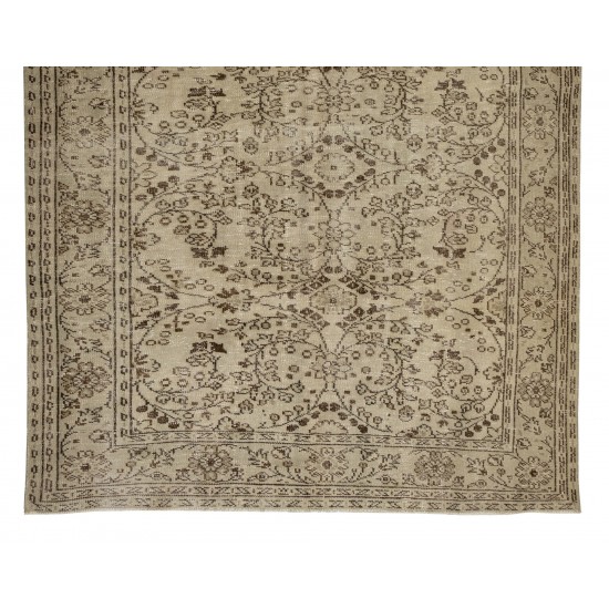 1960s Hand-Knotted Turkish Oushak Area Rug with Floral Design