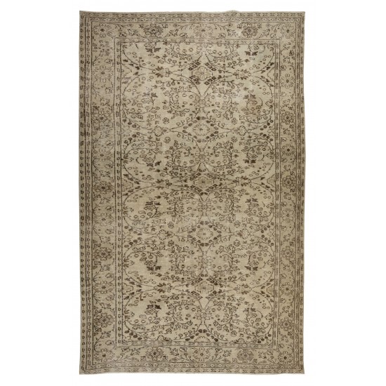 1960s Hand-Knotted Turkish Oushak Area Rug with Floral Design