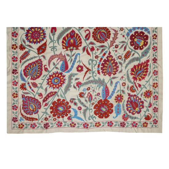 Brand New Uzbek Suzani Textile. Embroidered Cotton & Silk Wall Hanging, Bed Cover Brand New Uzbek Suzani Textile. Embroidered Cotton & Silk Wall Hanging, Bed Cover