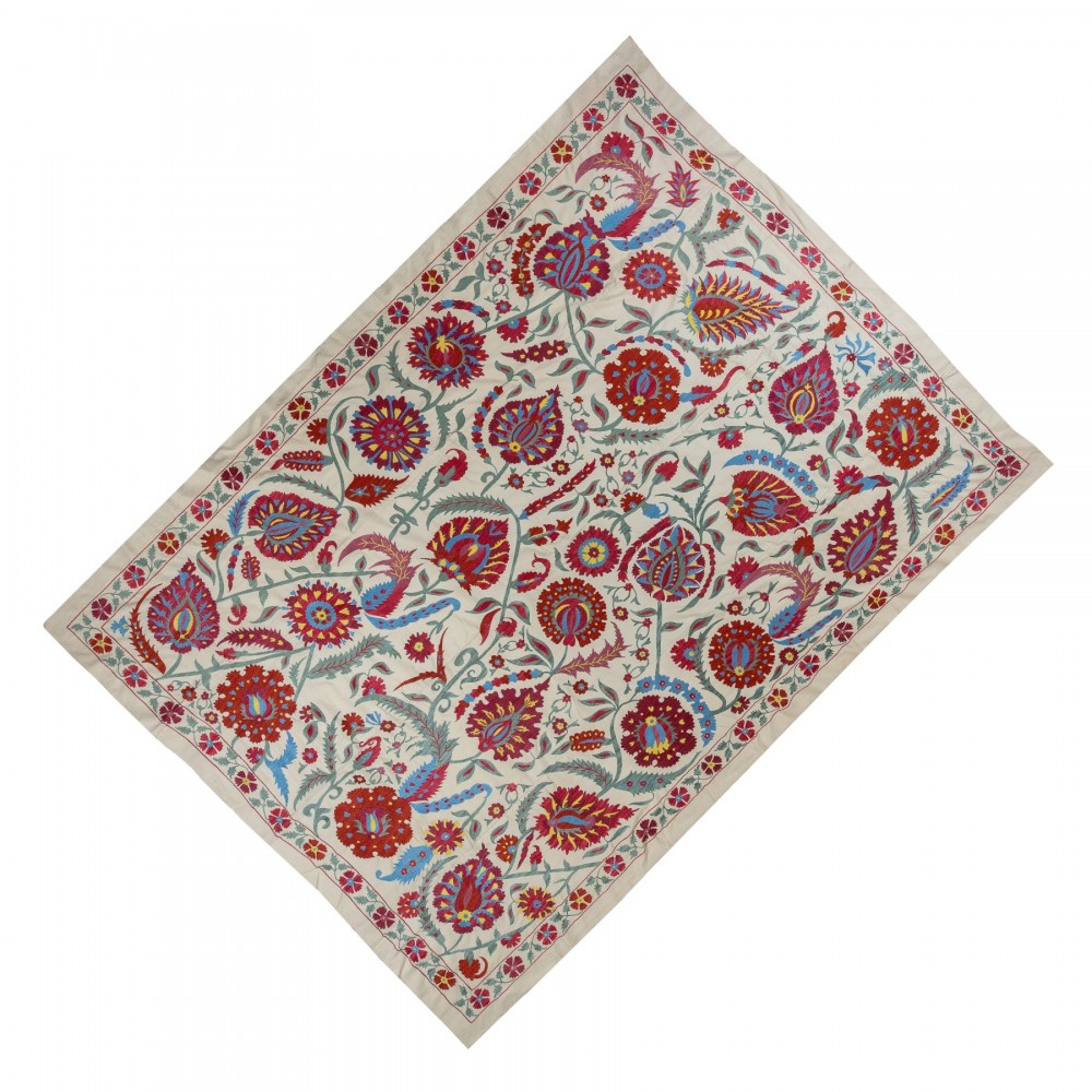 Brand New Uzbek Suzani Textile. Embroidered Cotton & Silk Wall Hanging, Bed Cover
